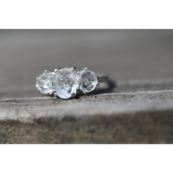 Engagement Ring ,Raw Stone Rings, Gift for her, sterling silver - Picture 2 of 2